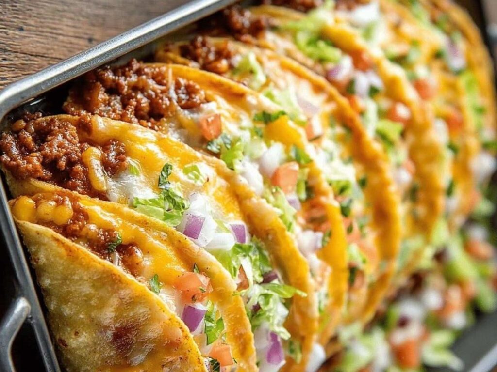 Soft breakfast tacos filled with eggs, potatoes, and salsa at a food truck in Austin