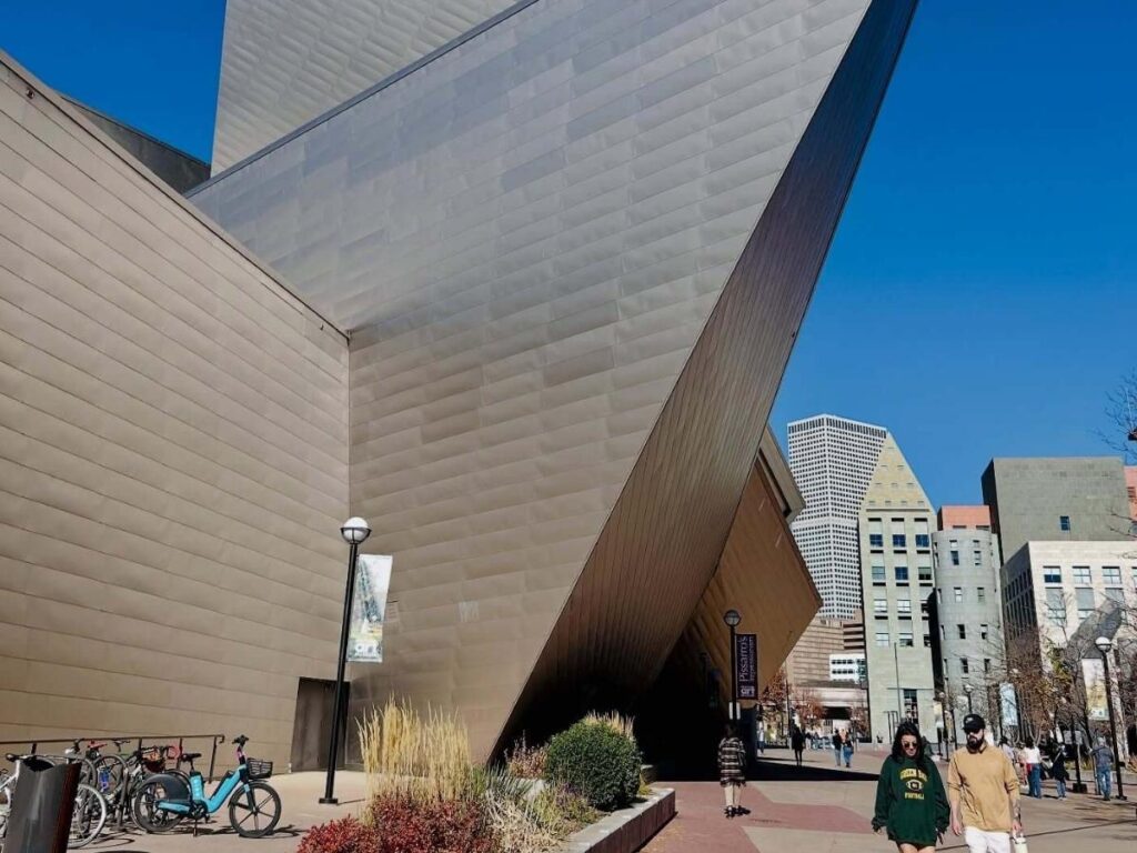 Angular exterior of the Denver Art Museum in the Golden Triangle district