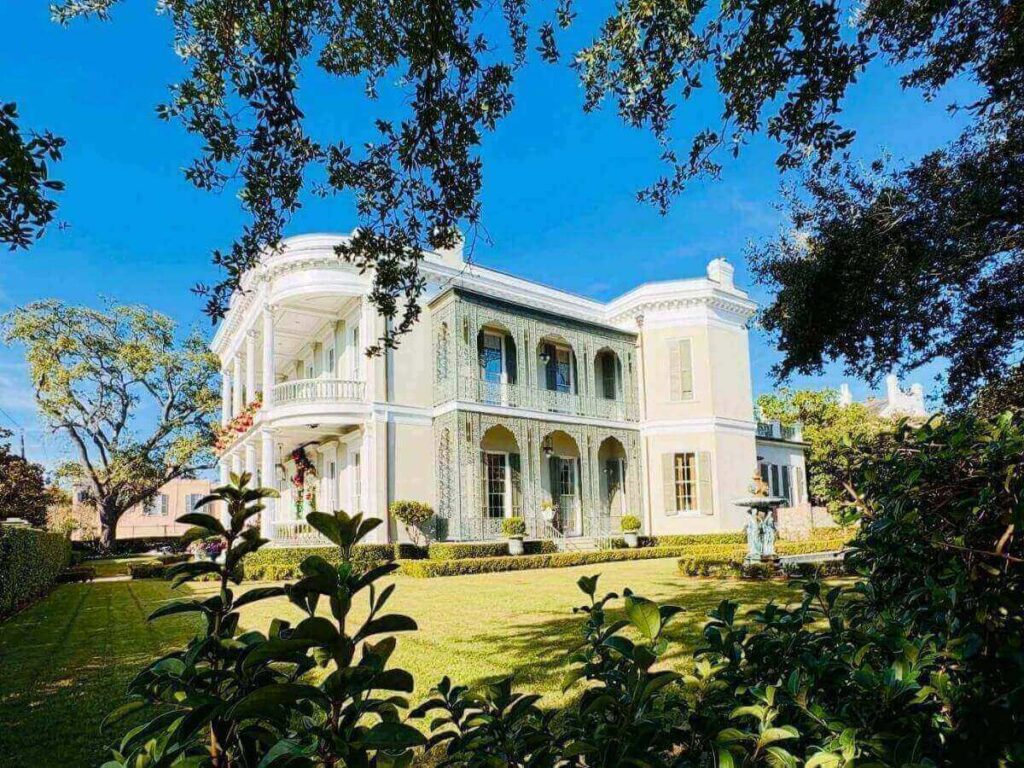 Walking through quiet, tree-lined streets in the Garden District of New Orleans