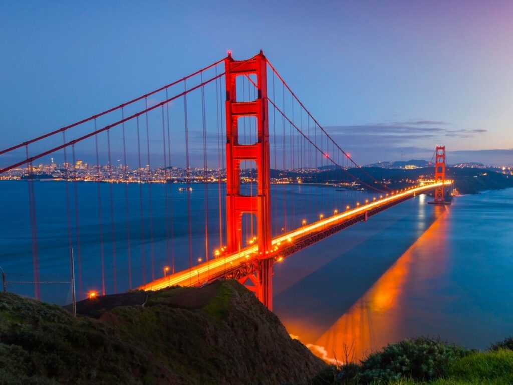 Golden Gate Bridge in the evening