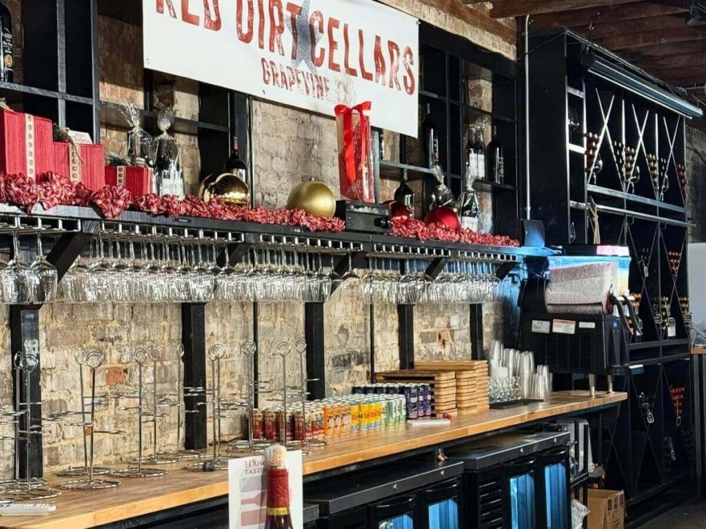 Cozy wine tasting room along the Grapevine Wine Trail.