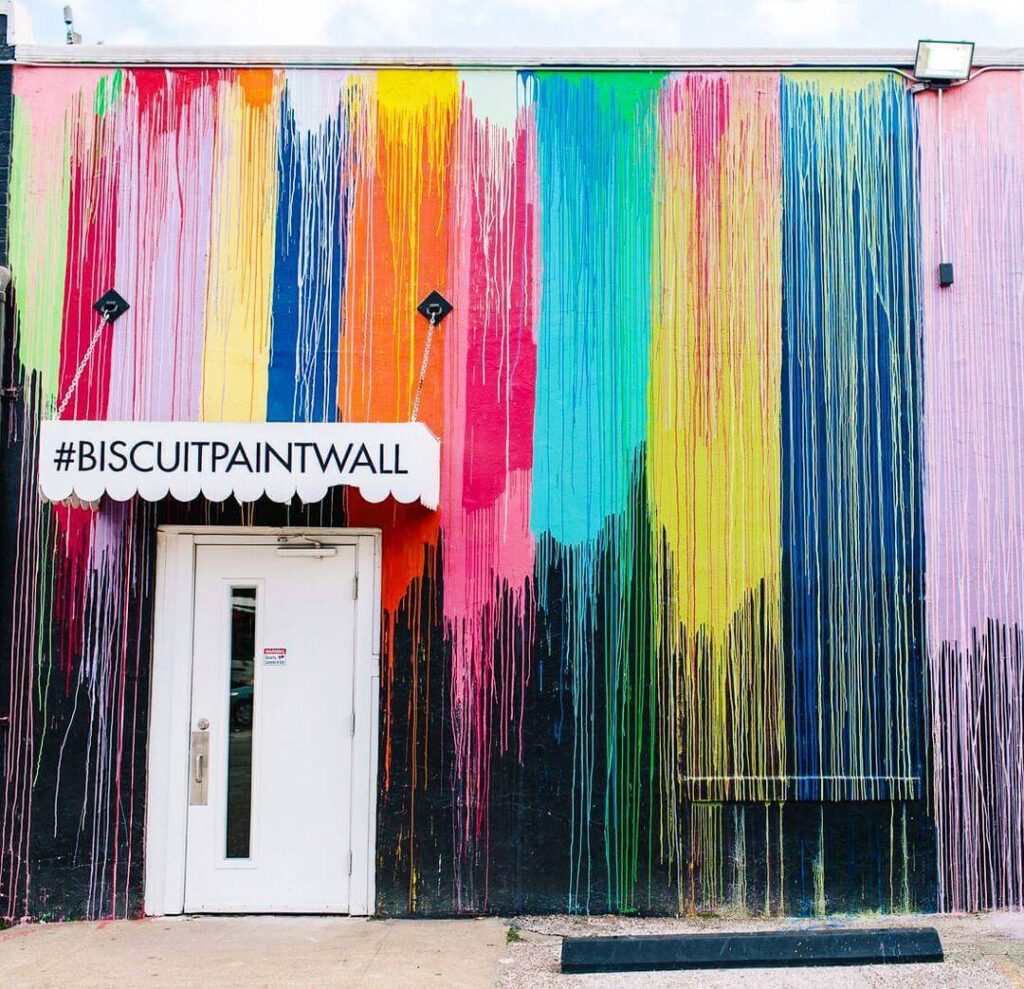 Bright street mural in Montrose neighborhood Houston