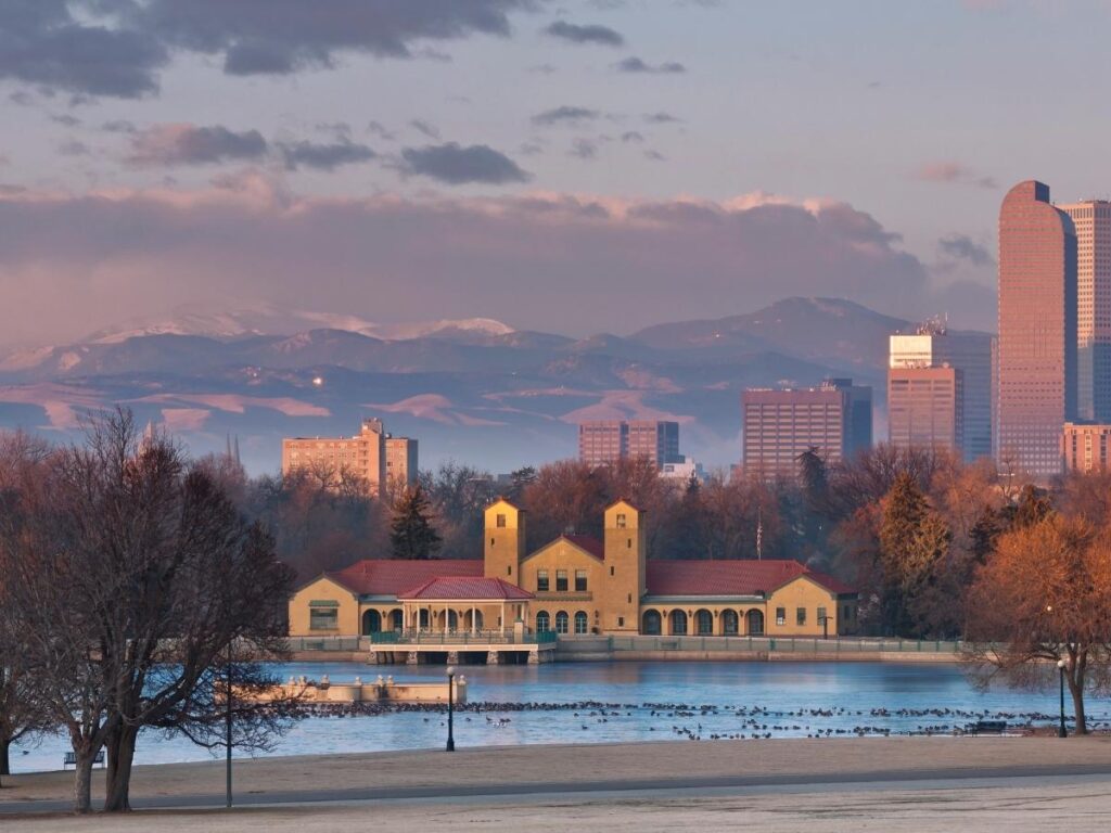 Panoramic view from Lookout Mountain overlooking Golden and the foothills