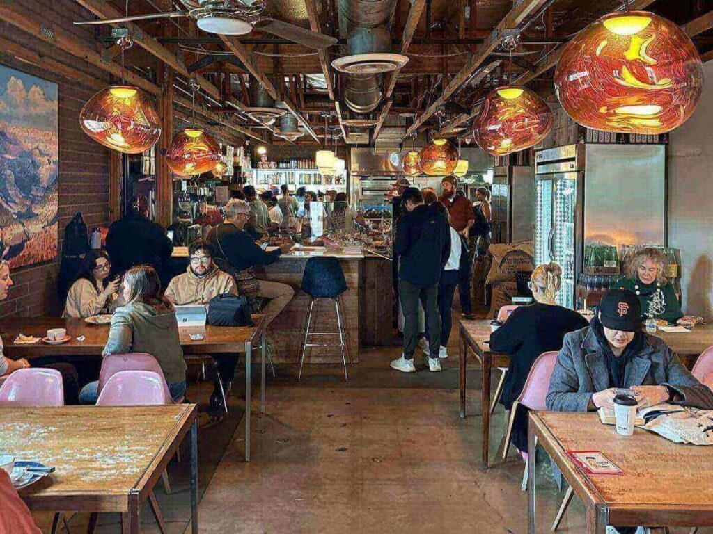 Quiet Phoenix coffee shop in the early morning before the heat sets in