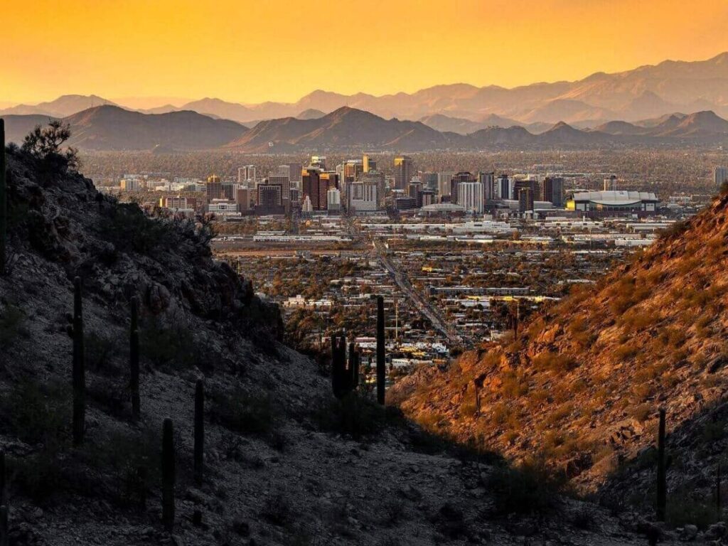 Wide open desert views from South Mountain Park overlooking Phoenix