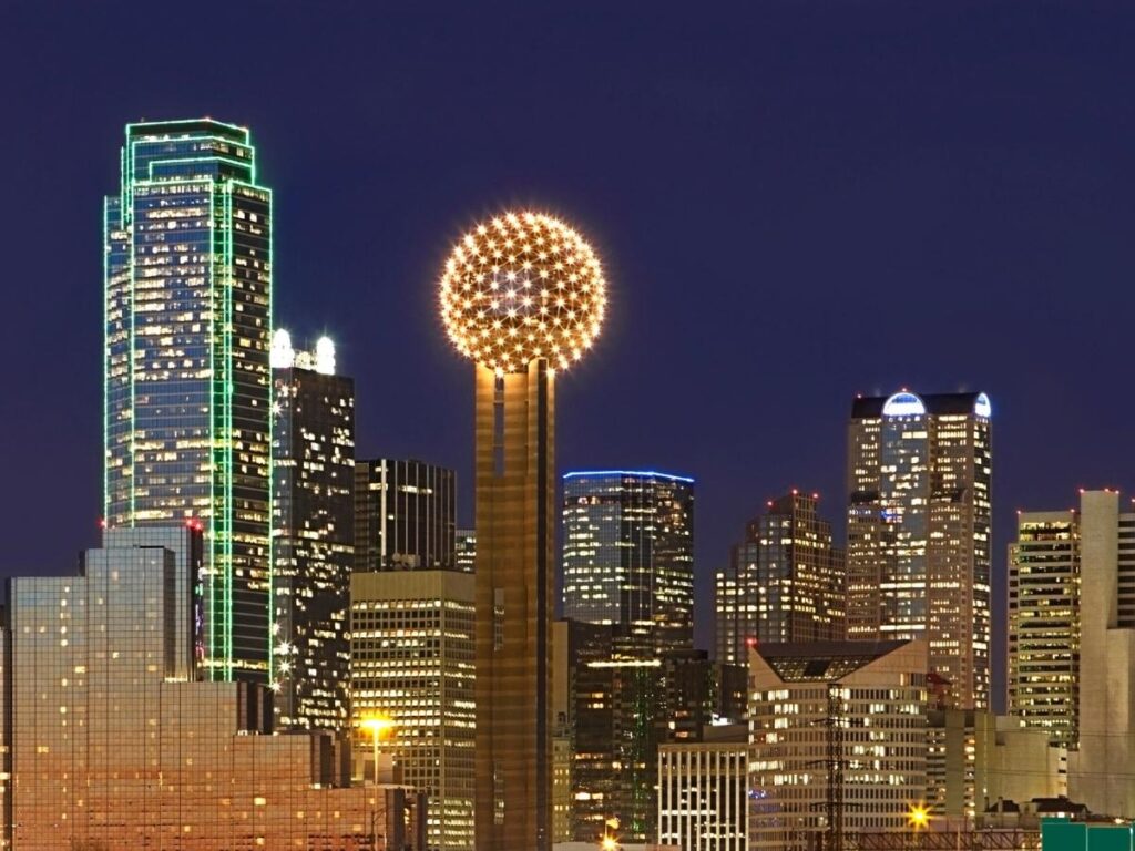 Bright public mural in the West Village area of Uptown Dallas.