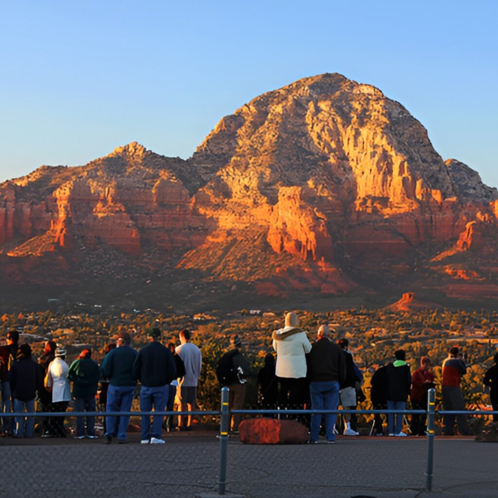 Sunset view from Airport Mesa overlooking Sedona's red rock landscape