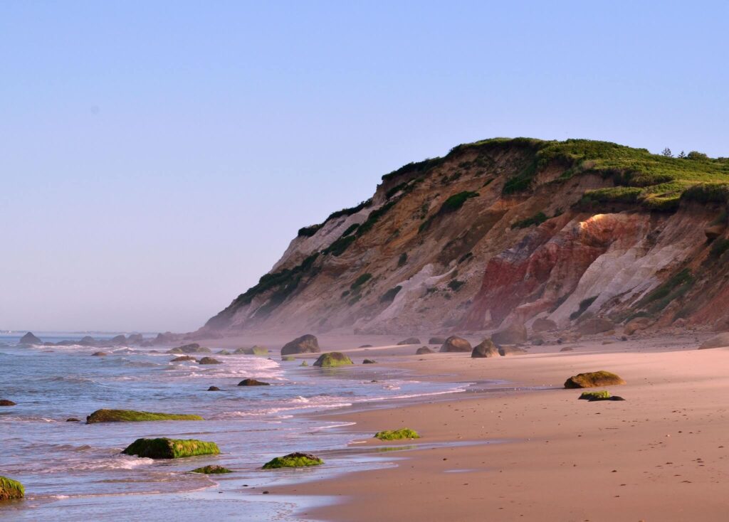 Aquinnah Public Beach with colorful clay cliffs in the background