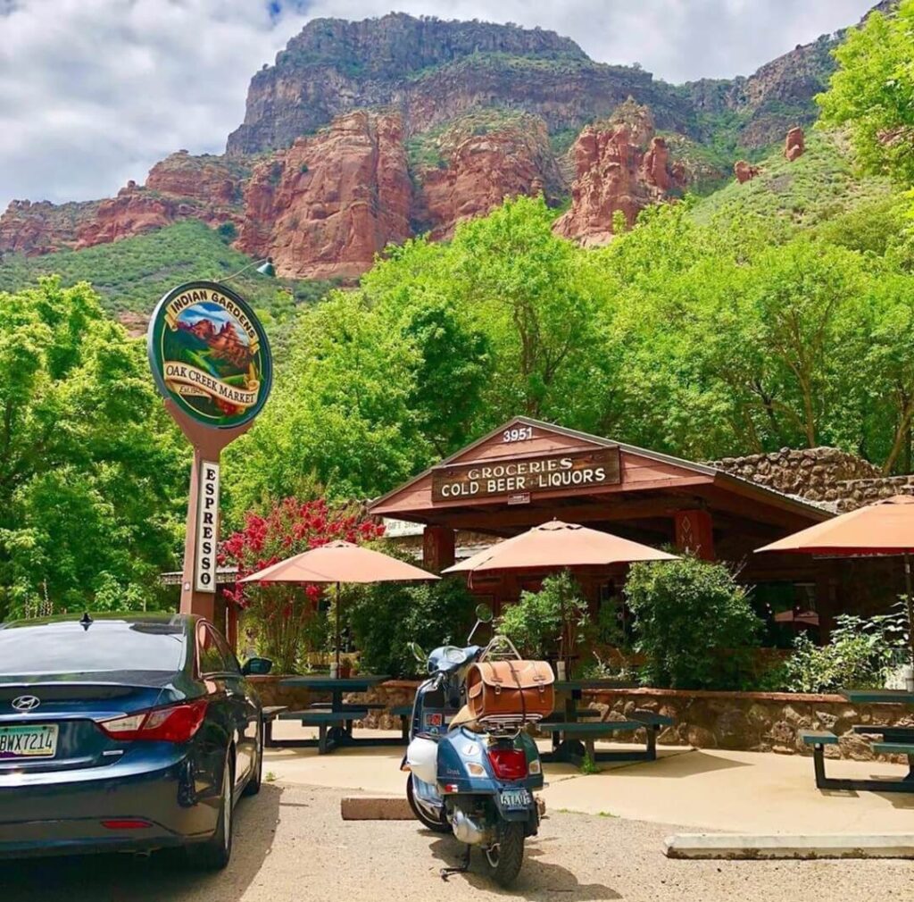 Breakfast burrito, coffee, and fresh pastries at a local Sedona café