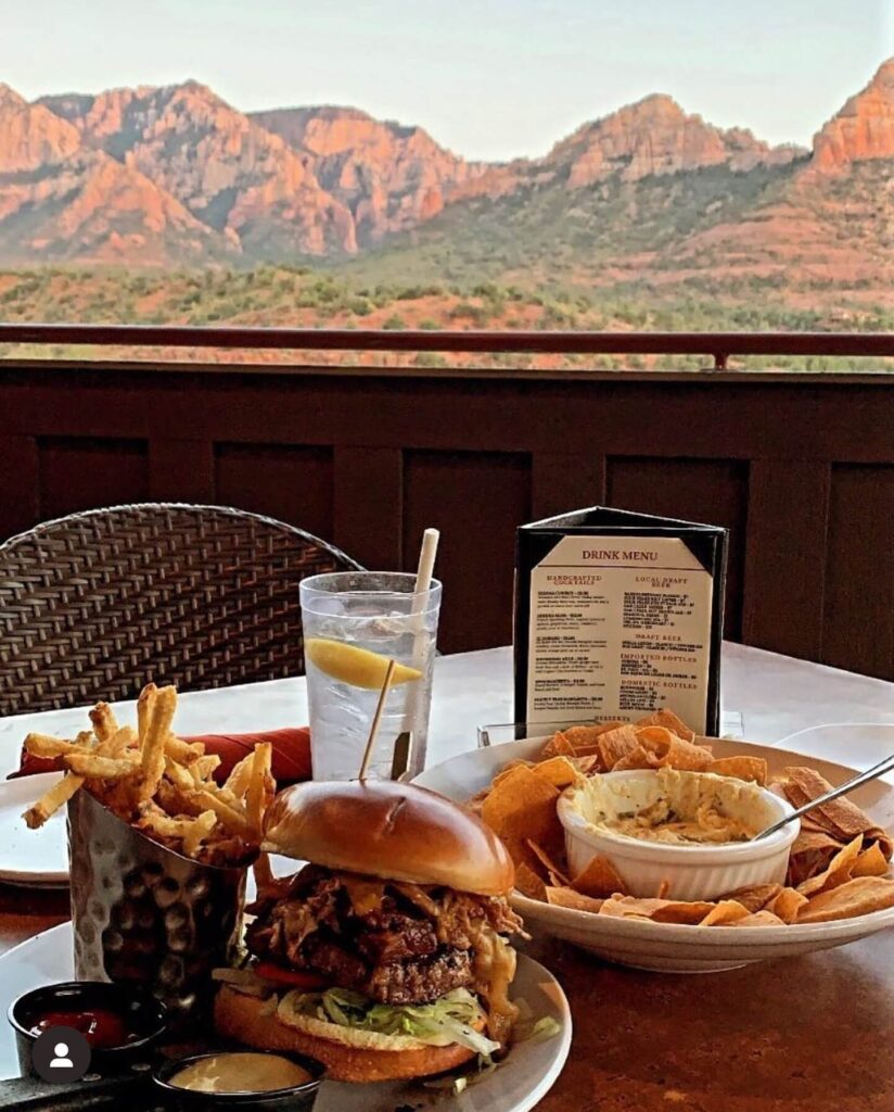 Sunset dinner overlooking Sedona's famous red rock landscape