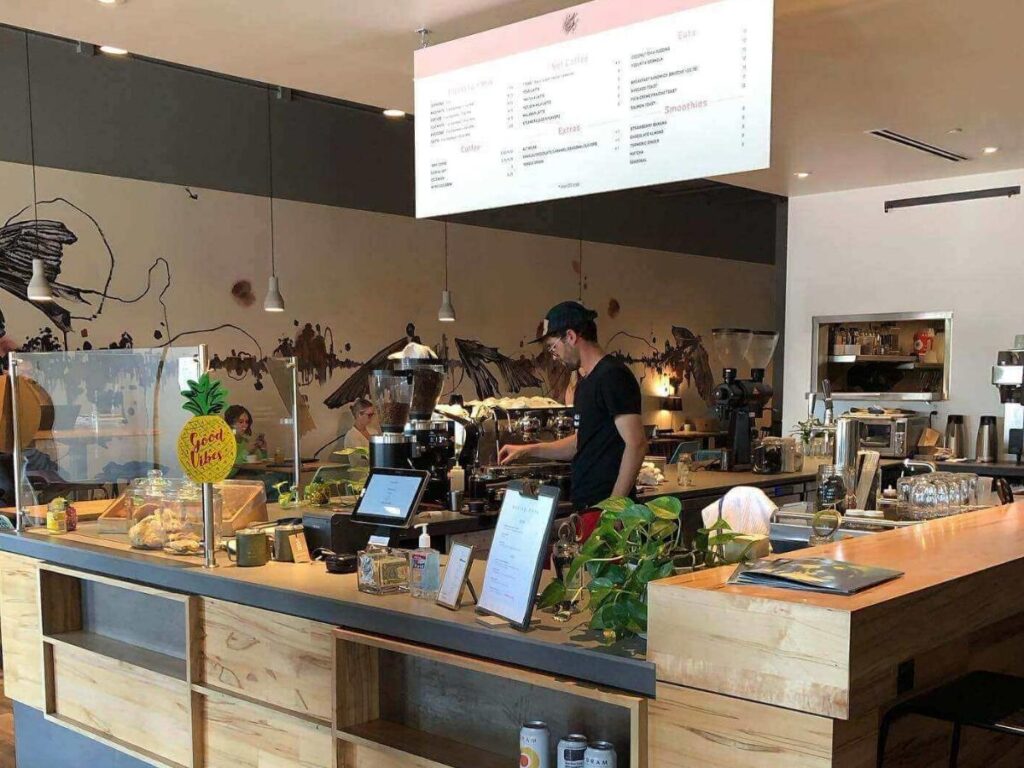 Cozy coffee shop in Breckenridge on a cold mountain morning.