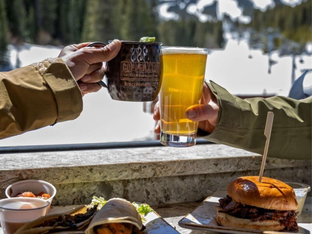 Cozy mountain-style restaurant in Breckenridge with warm lighting
