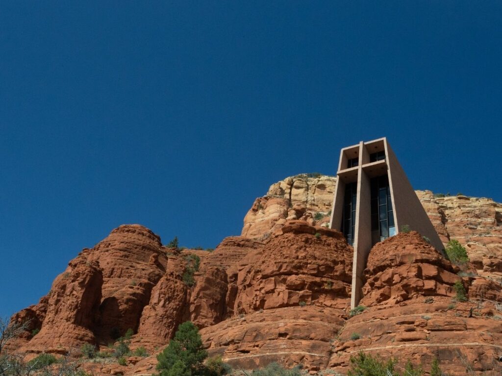 Chapel of the Holy Cross surrounded by Sedona's iconic red rock formations