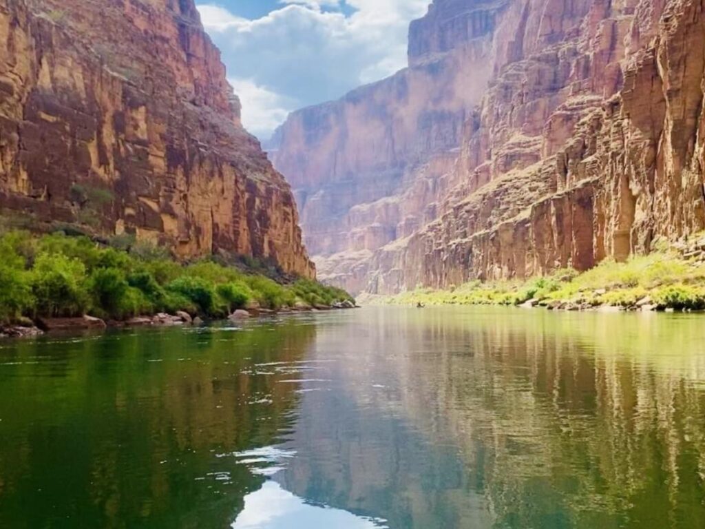 Calm scenic float along the Colorado River near Moab, Utah