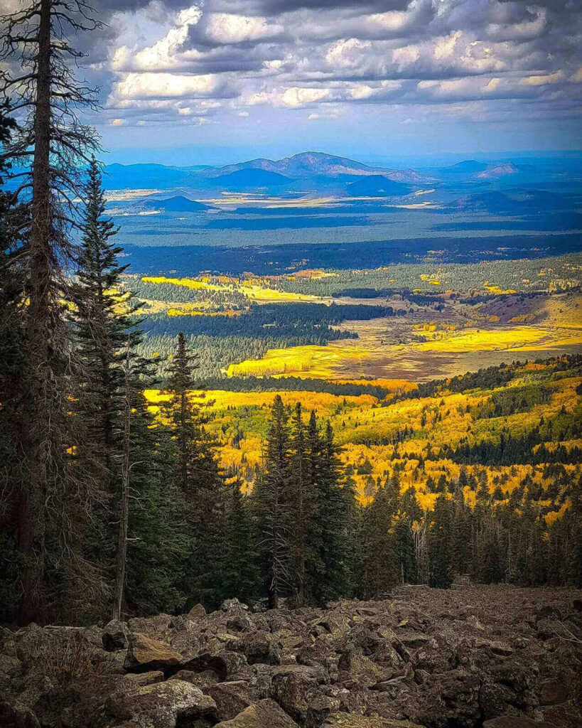 Downtown Flagstaff with mountain views in northern Arizona