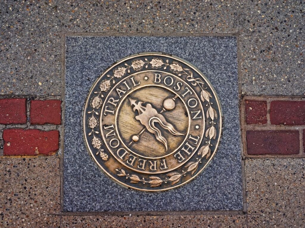 Red brick path of the Freedom Trail