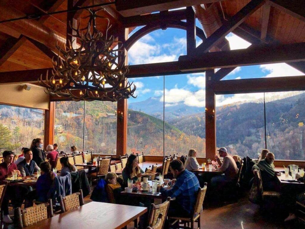 Relaxed dinner at a downtown Gatlinburg restaurant.