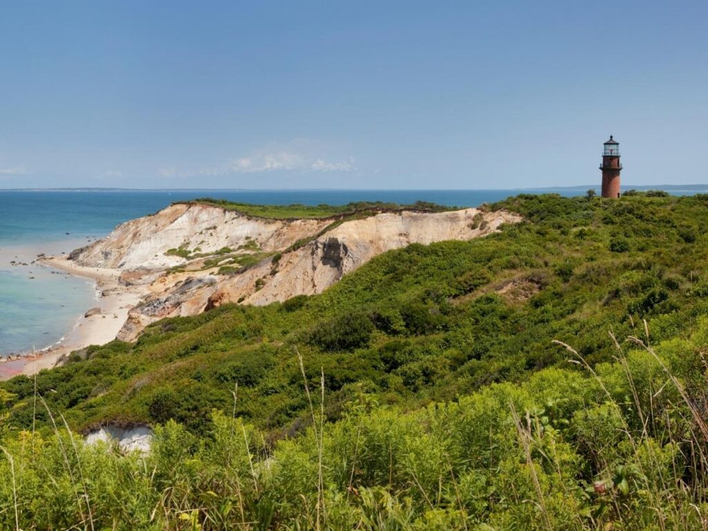 Gay Head Lighthouse overlooking Cliffs.