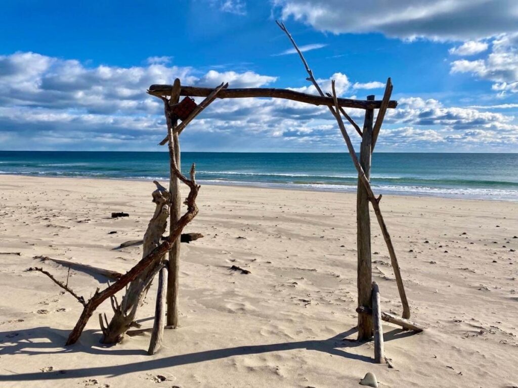 Soft sand and steady waves at Mansion Beach, Block Island.