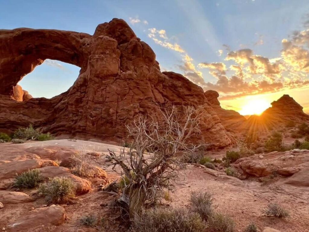 Sunrise light framed through Mesa Arch in Canyonlands National Park