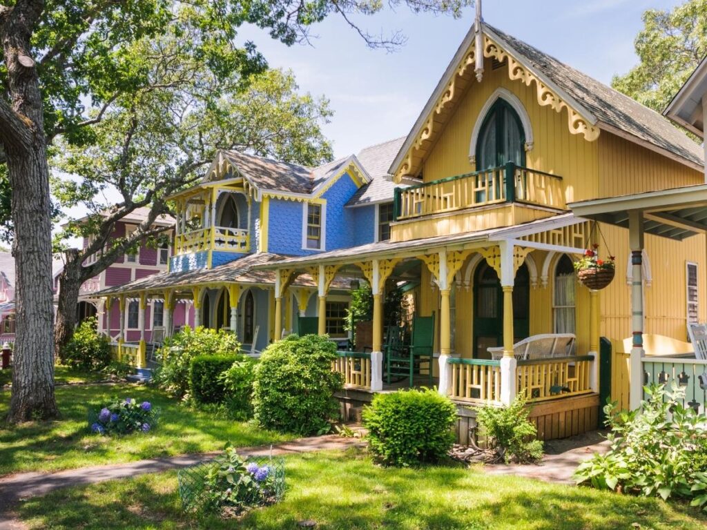 Colorful gingerbread cottages in Oak Bluffs, Martha’s Vineyard.