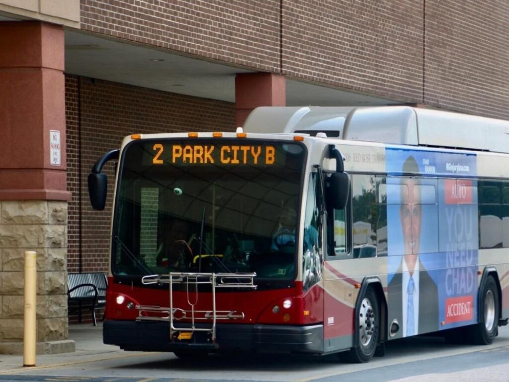 Free public bus operating in Park City near Main Street