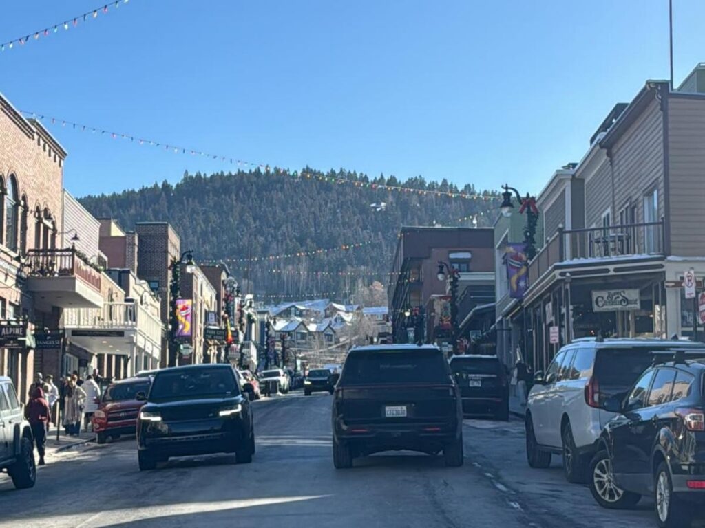 Wide view of Park City showing mountain scenery and the town below