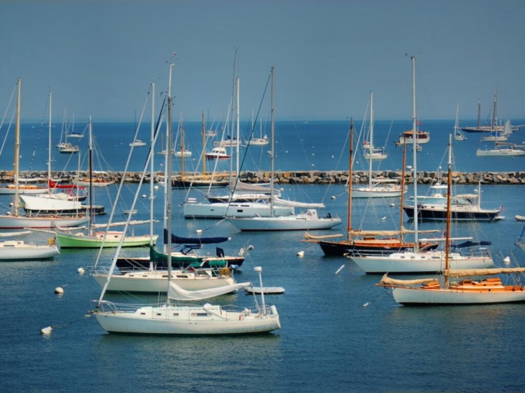 Boats docked at Vineyard Haven Harbor, Martha’s Vineyard