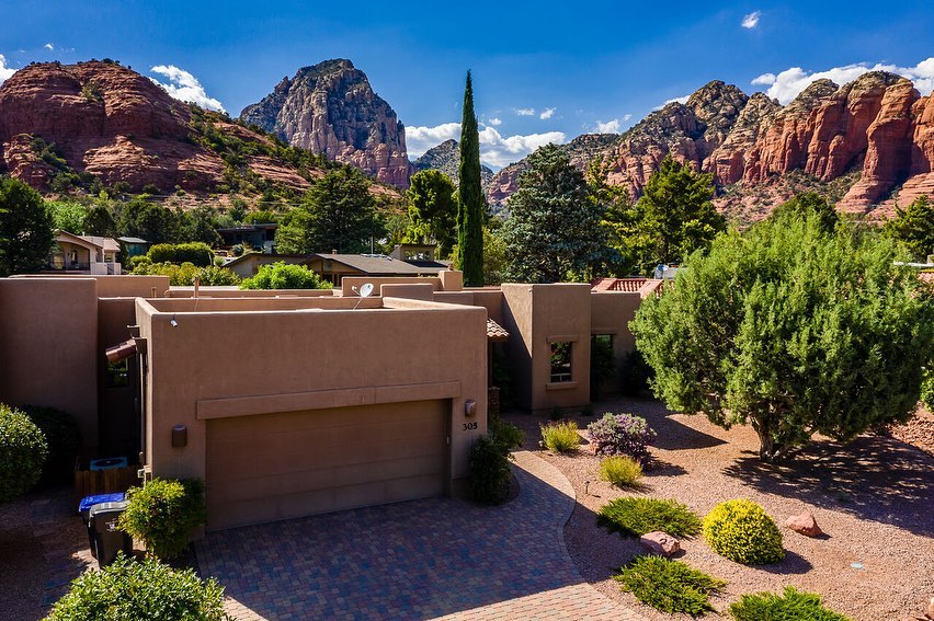 Scenic view of West Sedona with red rock formations in the background