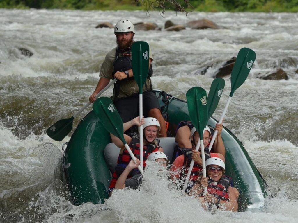 Guided whitewater rafting trip on a river near Gatlinburg Tennessee.