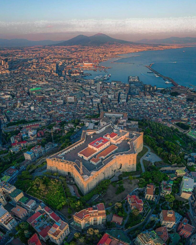Sweeping city and bay view from the walls of Castel Sant’Elmo in Naples