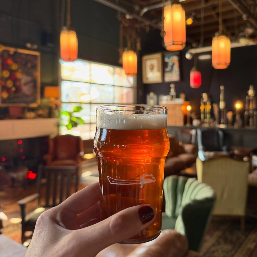 Outdoor patio at a craft brewery in South End Charlotte North Carolina