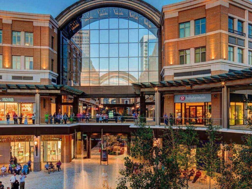 Open-air walkways at City Creek Center in downtown Salt Lake City