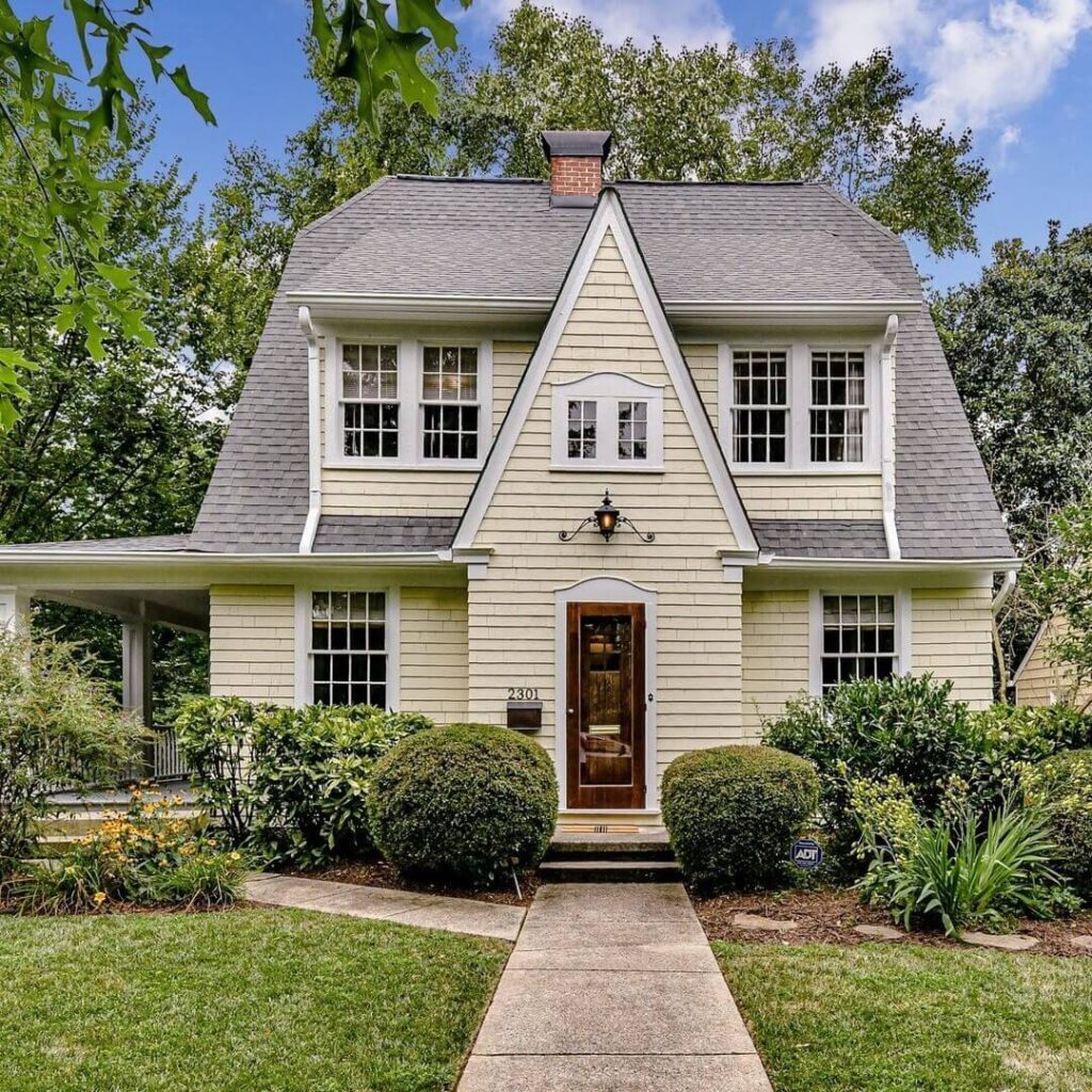 Tree lined residential street with historic homes in Dilworth Charlotte North Carolina