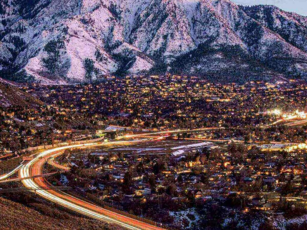 Driving toward the mountains just outside Salt Lake City