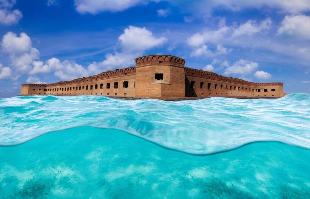 dry Tortugas National Park with Fort Jefferson and clear water