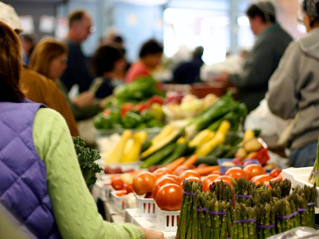 Fresh produce stalls at Detroit’s Eastern Market.