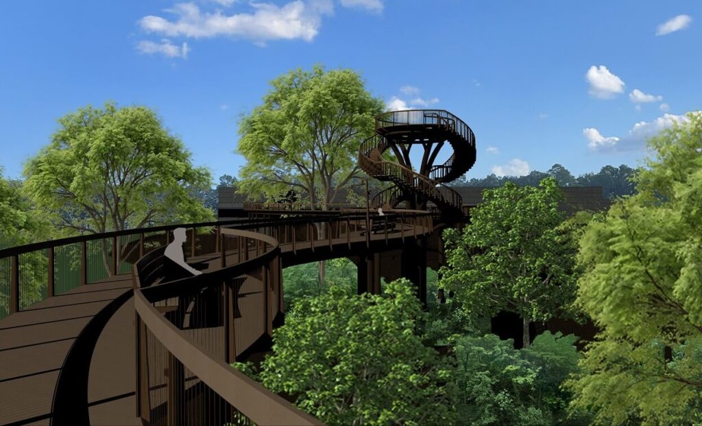 Lake and walking trail at Freedom Park in Charlotte North Carolina