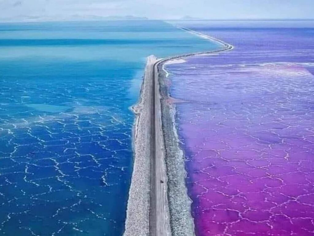 Wide, open views of the Great Salt Lake during sunset