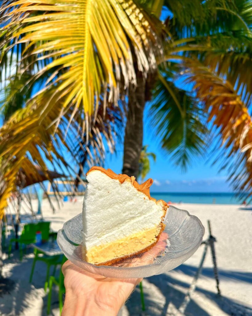 Slice of key lime pie served in Key West