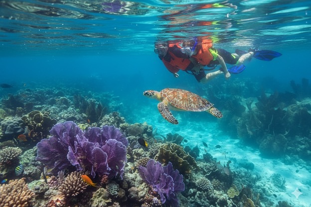 Snorkeling in clear water near Key West reef