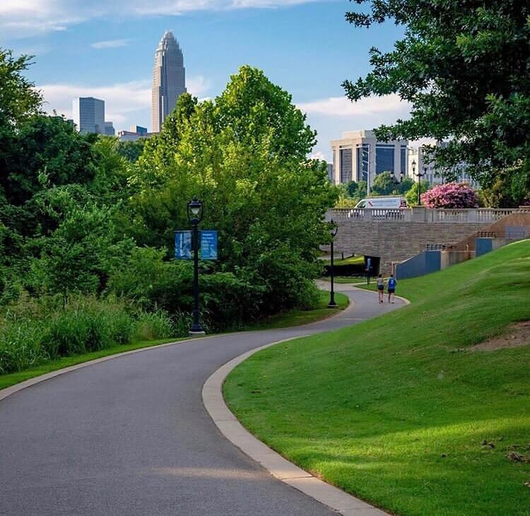 Little Sugar Creek Greenway walking trail in Charlotte North Carolina