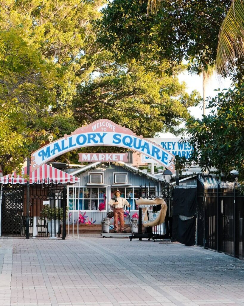 Sunset at Mallory Square with people gathering in Key West