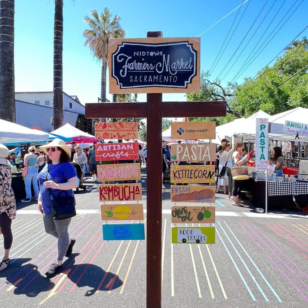 Fresh produce and local vendors at Midtown Farmers Market in Sacramento