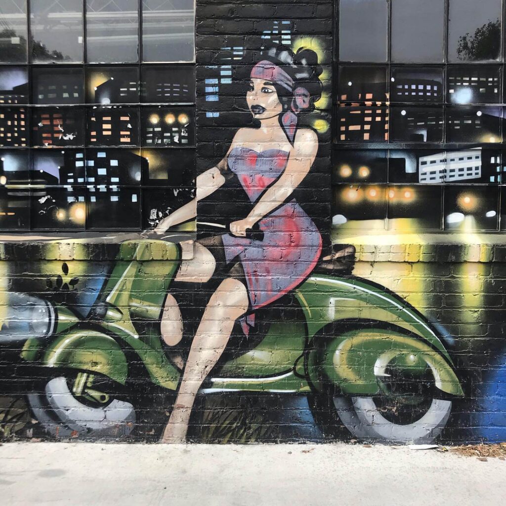 Colorful mural on a wall in Midtown Sacramento, California