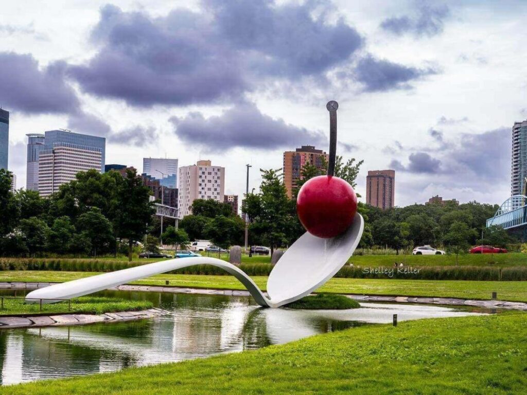 Walking paths through the Minneapolis Sculpture Garden