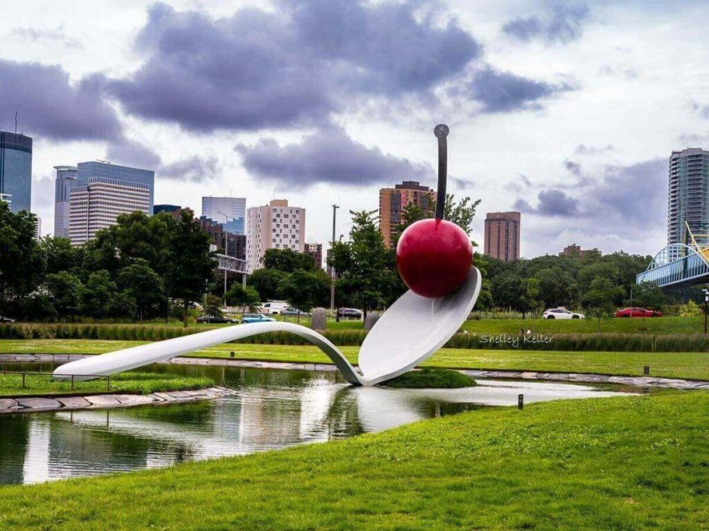 Spoon bridge and Cherry sculpture in the Minneapolis Sculpture Garden