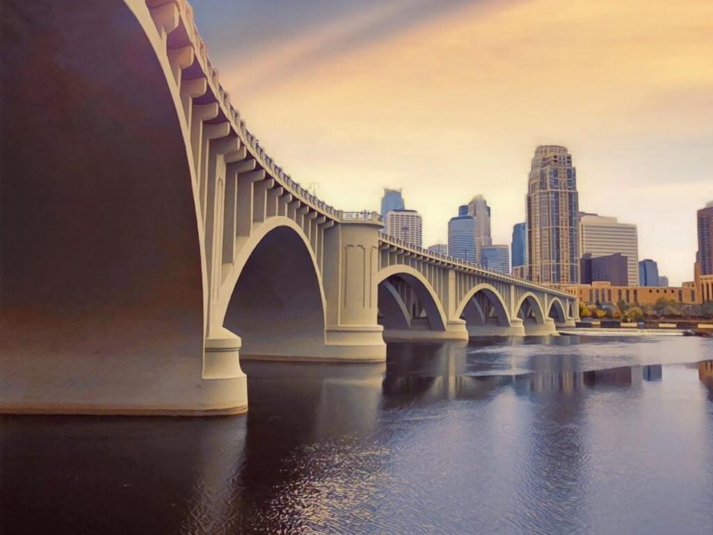 Walking path along the Mississippi River in Minneapolis