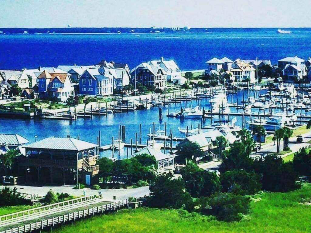 Morning ferry departing Southport for Bald Head Island.
