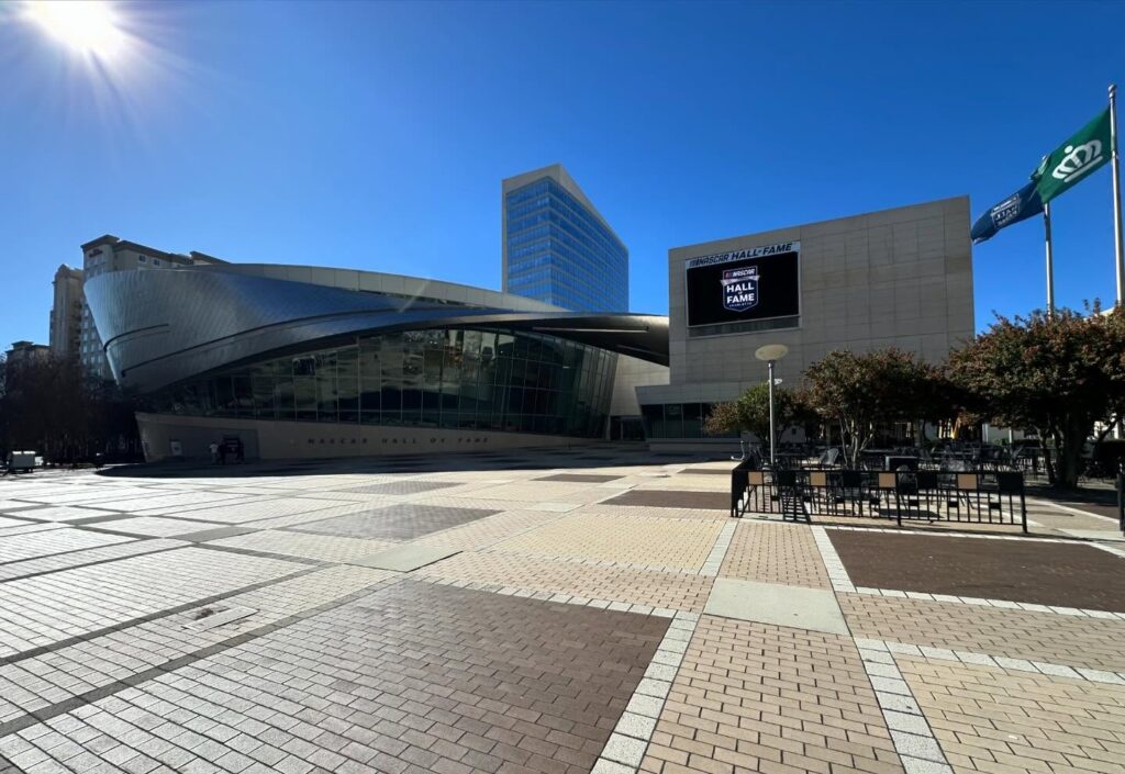 Exterior of NASCAR Hall of Fame museum in Uptown Charlotte North Carolina